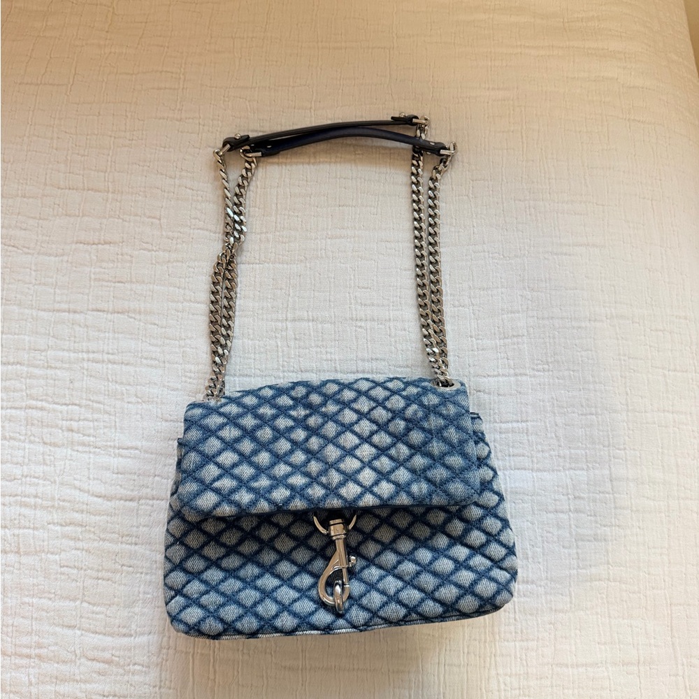 Rebecca Minkoff Blue Denim Quilted Chain Shoulder Bag